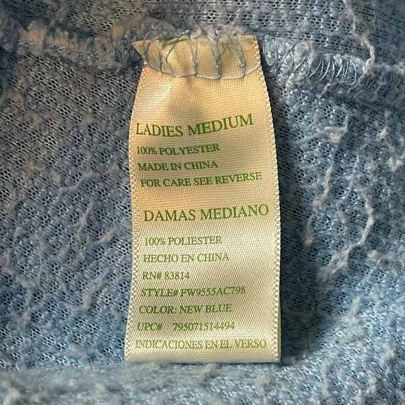 Green Tea Blue Soft Sherpa Sweater Size Medium - Picture 9 of 10